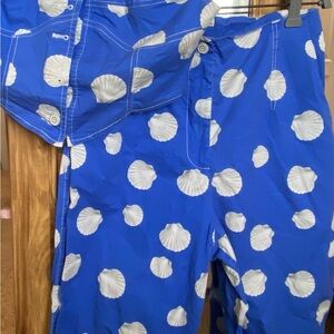 Blue Shorts with White Shell Pattern